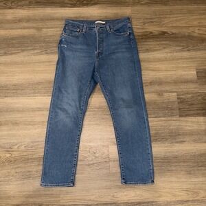 Levi's Wedgie Straight Jeans Womens 32 Blue High Rise Straight Leg Denim
